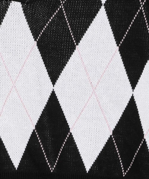 Figments（フィグメンツ）の「襟付きアーガイルニット（ニット/セーター・レディース・ホワイト/ブルー・FREE）」の6枚目の写真