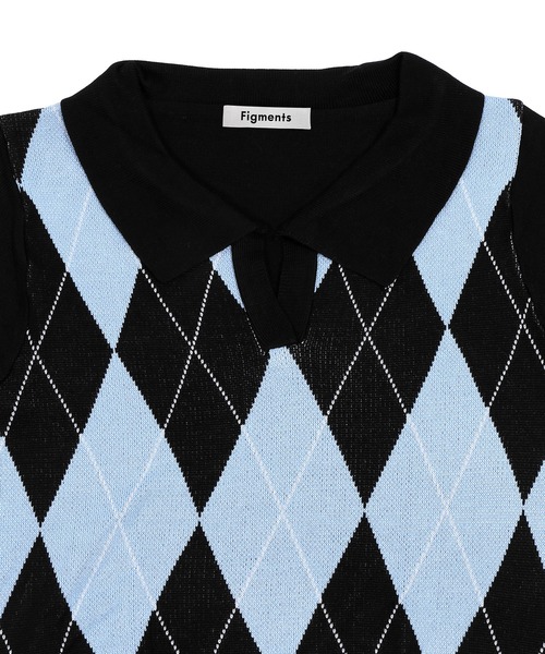Figments（フィグメンツ）の「襟付きアーガイルニット（ニット/セーター・レディース・ホワイト/ブルー・FREE）」の10枚目の写真
