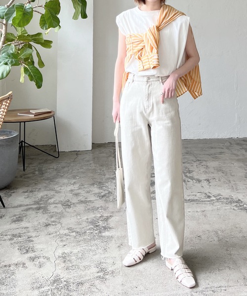 LIAN（リアン）の「リネンライクストライプバンドカラーシャツ（シャツ/ブラウス・レディース・オレンジ/ブルー/ピンク/グリーン・FREE）」の9枚目の写真