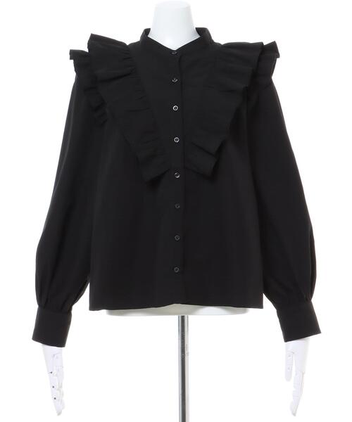 INGNI（イング）の「Vネックフリルブラウス（シャツ/ブラウス・レディース・ブラック/サックスブルー系1/オフホワイト/ブラック系その他3・M）」の5枚目の写真