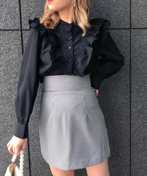 INGNI（イング）の「Vネックフリルブラウス（シャツ/ブラウス・レディース・ブラック/サックスブルー系1/オフホワイト/ブラック系その他3・M）」の10枚目の写真