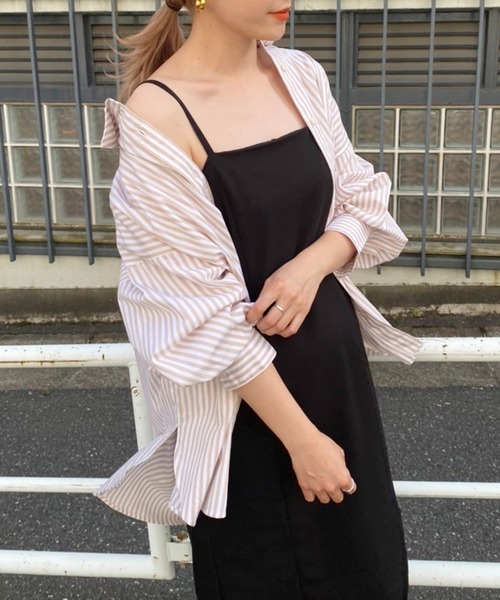 one after another NICE CLAUP(ワンアフターアナザーナイスクラップ)の「ZOZO限定 ビッグシルエットストライプシャツ(シャツ/ブラウス・レディース・ベージュ/グリーン/ブルー/ネイビー/ピンク・FREE)」の1枚目の写真