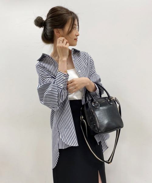 one after another NICE CLAUP(ワンアフターアナザーナイスクラップ)の「ZOZO限定 ビッグシルエットストライプシャツ(シャツ/ブラウス・レディース・ベージュ/グリーン/ブルー/ネイビー/ピンク・FREE)」の9枚目の写真