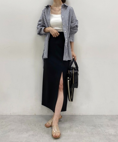 one after another NICE CLAUP(ワンアフターアナザーナイスクラップ)の「ZOZO限定 ビッグシルエットストライプシャツ(シャツ/ブラウス・レディース・ベージュ/グリーン/ブルー/ネイビー/ピンク・FREE)」の18枚目の写真