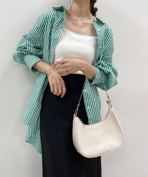 one after another NICE CLAUP(ワンアフターアナザーナイスクラップ)の「ZOZO限定 ビッグシルエットストライプシャツ(シャツ/ブラウス・レディース・ベージュ/グリーン/ブルー/ネイビー/ピンク・FREE)」の14枚目の写真