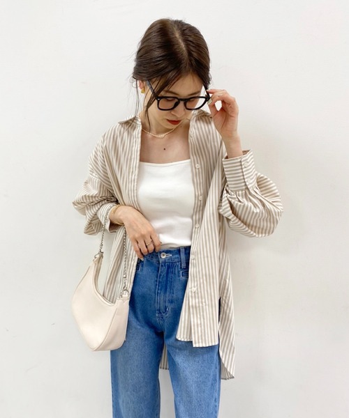 one after another NICE CLAUP(ワンアフターアナザーナイスクラップ)の「ZOZO限定 ビッグシルエットストライプシャツ(シャツ/ブラウス・レディース・ベージュ/グリーン/ブルー/ネイビー/ピンク・FREE)」の22枚目の写真