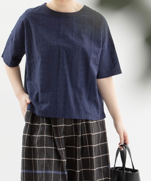 nop de nod（ノップドゥノッド）の「エンブロイダリーレースTシャツ（Tシャツ/カットソー・レディース・ブラック/ネイビー/オフホワイト・3）」の20枚目の写真