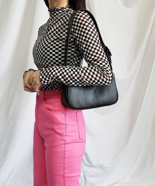 me+em select（ミームセレクト）の「ブロックチェックシアーハイネックメロートップス 【韓国製】（Tシャツ/カットソー・レディース・ブラック/ベージュ・FREE）」の17枚目の写真