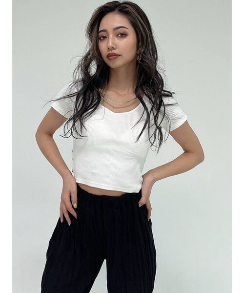 GYDA（ジェイダ）の「レオパードバックリボントップス（Tシャツ/カットソー・レディース・ブラック/オフホワイト・FREE）」の14枚目の写真