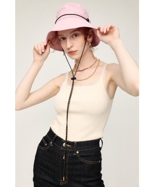 SLY（スライ）の「WATER REPELLING BUCKET HAT バケットハット 撥水加工（ハット・レディース・ブラック/ピンク・FREE）」の5枚目の写真
