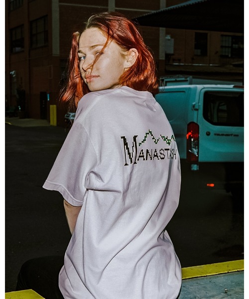 MANASTASH（マナスタッシュ）の「【直営店限定】MANASTASH N.A.U/マナスタッシュエヌエーユー　DIGITAL MOUNTAIN LOGO TEE デジタルマウンテンロゴティー（Tシャツ/カットソー・レディース・ホワイト/ブラック/ターコイズブルー・MEDIUM/LARGE/X-LARGE）」の2枚目の写真