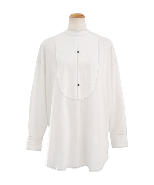 ＡＮＤＪ（アンドジェイ）の「後開き配色ステッチルーズシャツ（シャツ/ブラウス・レディース・オフホワイト/ブラック・M）」の5枚目の写真