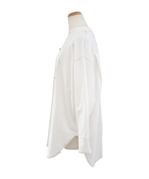 ＡＮＤＪ（アンドジェイ）の「後開き配色ステッチルーズシャツ（シャツ/ブラウス・レディース・オフホワイト/ブラック・M）」の9枚目の写真
