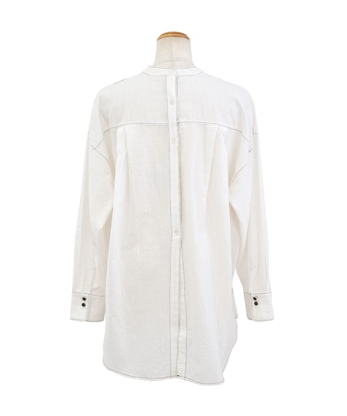 ＡＮＤＪ（アンドジェイ）の「後開き配色ステッチルーズシャツ（シャツ/ブラウス・レディース・オフホワイト/ブラック・M）」の19枚目の写真