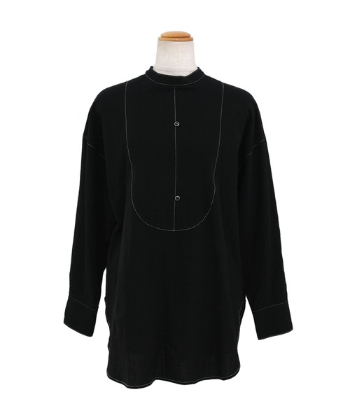 ＡＮＤＪ（アンドジェイ）の「後開き配色ステッチルーズシャツ（シャツ/ブラウス・レディース・オフホワイト/ブラック・M）」の15枚目の写真