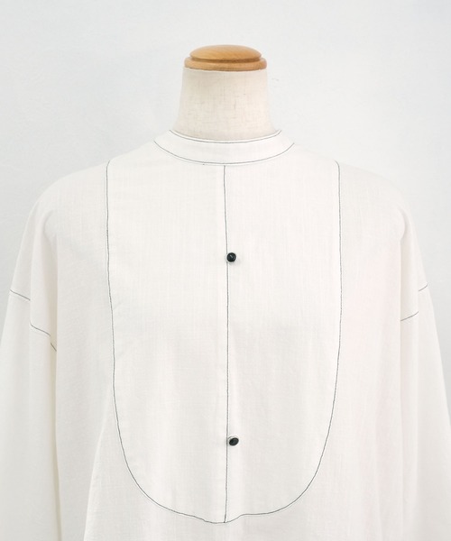 ＡＮＤＪ（アンドジェイ）の「後開き配色ステッチルーズシャツ（シャツ/ブラウス・レディース・オフホワイト/ブラック・M）」の12枚目の写真