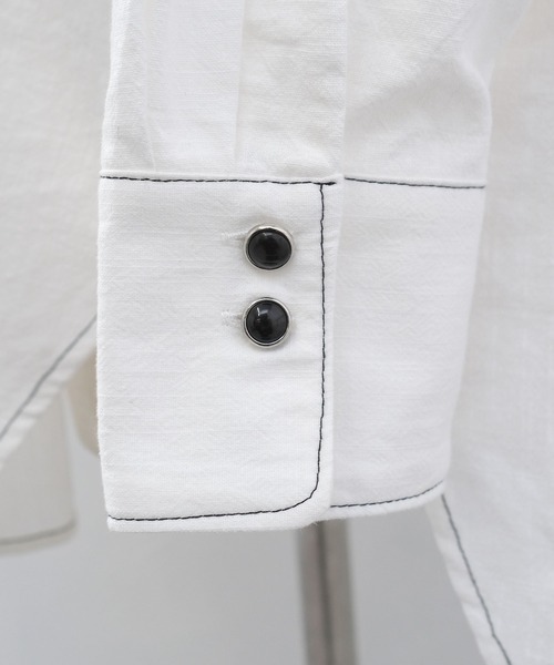 ＡＮＤＪ（アンドジェイ）の「後開き配色ステッチルーズシャツ（シャツ/ブラウス・レディース・オフホワイト/ブラック・M）」の20枚目の写真