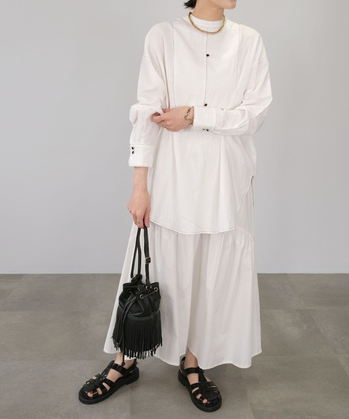 ＡＮＤＪ（アンドジェイ）の「後開き配色ステッチルーズシャツ（シャツ/ブラウス・レディース・オフホワイト/ブラック・M）」の3枚目の写真