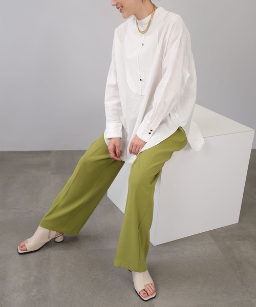 ＡＮＤＪ（アンドジェイ）の「後開き配色ステッチルーズシャツ（シャツ/ブラウス・レディース・オフホワイト/ブラック・M）」の17枚目の写真