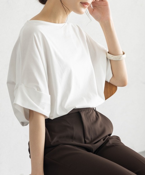 GeeRA(ジーラ)の「冷感リターンスリーブカットソー(Tシャツ/カットソー・レディース・ブラック系その他/ブルー/ホワイト系その他/ブラック/ホワイト・LARGE/XX-LARGE/MEDIUM/X-LARGE)」の2枚目の写真