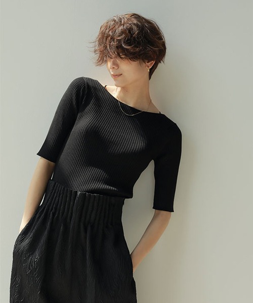 バックVネックニットプルオーバー(Tシャツ/カットソー)|ETRE TOKYO バックVネックニットプルオーバー(Tシャツ/カットソー)|ETRE TOKYO