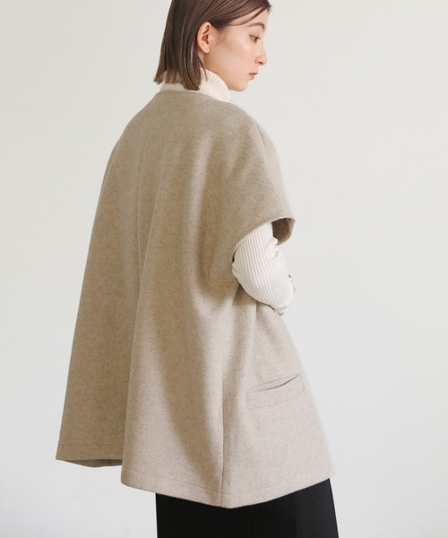 select moca【美品】 ベージュ オーバーサイズ ノーカラー セット セール】【Et】ノーカラージャケットサロペットセットアップ