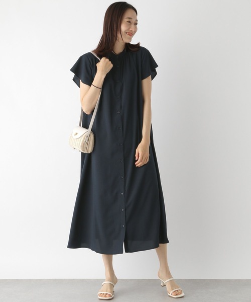 LEPSIM(レプシィム)の「ギャザーロングワンピース 285378(ワンピース・レディース・ネイビー/ドット/ブラウン・FREE)」の7枚目の写真