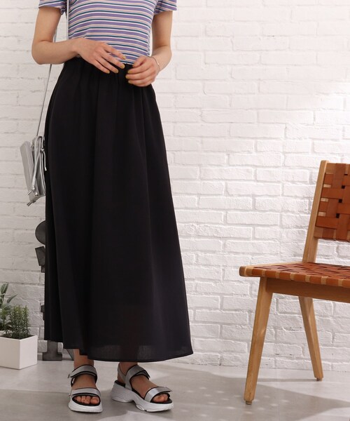 Cutie Blonde(キューティーブロンド)の「◆リネンタッチ ラッピングスカート(スカート・レディース・アイボリー/ブラック/黄緑系・00)」の10枚目の写真