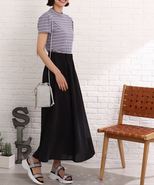 Cutie Blonde(キューティーブロンド)の「◆リネンタッチ ラッピングスカート(スカート・レディース・アイボリー/ブラック/黄緑系・00)」の13枚目の写真