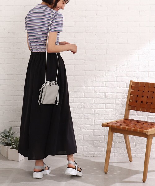 Cutie Blonde(キューティーブロンド)の「◆リネンタッチ ラッピングスカート(スカート・レディース・アイボリー/ブラック/黄緑系・00)」の14枚目の写真