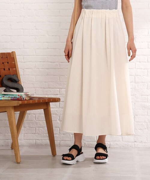 Cutie Blonde(キューティーブロンド)の「◆リネンタッチ ラッピングスカート(スカート・レディース・アイボリー/ブラック/黄緑系・00)」の17枚目の写真
