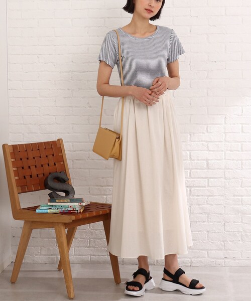 Cutie Blonde(キューティーブロンド)の「◆リネンタッチ ラッピングスカート(スカート・レディース・アイボリー/ブラック/黄緑系・00)」の20枚目の写真