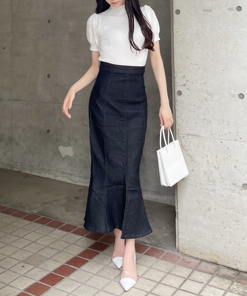 MIIA（ミーア）の「デニムマーメイドスカート（スカート・レディース・ブラック/ネイビー・FREE）」の8枚目の写真