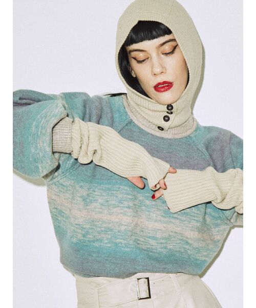 jouetie（ジュエティ）の「カラーバラクラバ（ニットキャップ/ビーニー・レディース・ブラック/オフホワイト/ピンク/グリーン・FREE）」の2枚目の写真