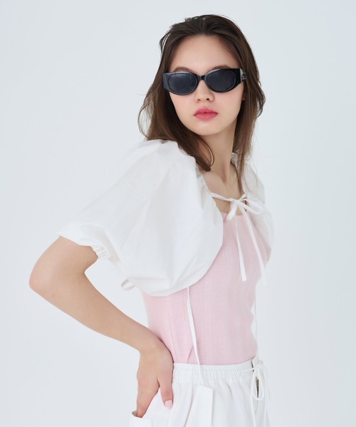 TINA:JOJUN(ティーナジョジュン)の「レースアップ ボレロ TINA:JOJUN(カーディガン/ボレロ・レディース・ブラック/サックスブルー/ピンク/ホワイト・M)」の20枚目の写真