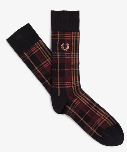 FRED PERRY(フレッドペリー)の「Redacted Tartan Socks(ソックス/靴下・メンズ・グレー/マルーン・6-8)」の2枚目の写真