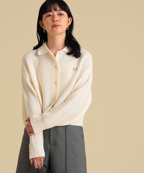 RayBEAMS × FREDPERRY 別注カラーカーディガン　ベージュ FRED PERRY - FRED PERRY × Ray BEAMS / 別注 カラー