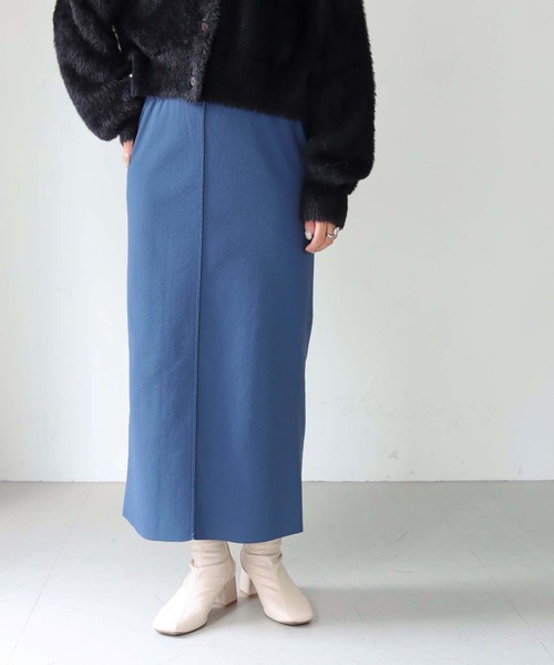 HER CLOSET（ハークローゼット）の「【shemoshelly】ダンボールニットタイトスカート　新色追加（スカート・レディース・ブラック/ネイビー/グリーン/マスタード/ピンクベージュ・M）」の3枚目の写真