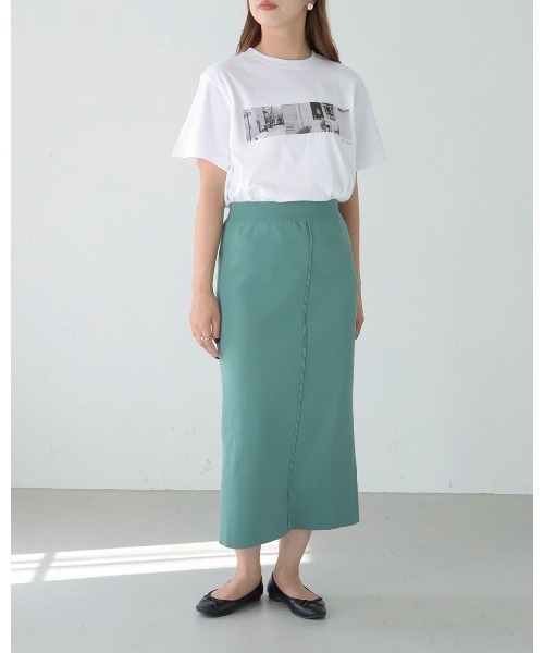 HER CLOSET（ハークローゼット）の「【shemoshelly】ダンボールニットタイトスカート　新色追加（スカート・レディース・ブラック/ネイビー/グリーン/マスタード/ピンクベージュ・M）」の20枚目の写真