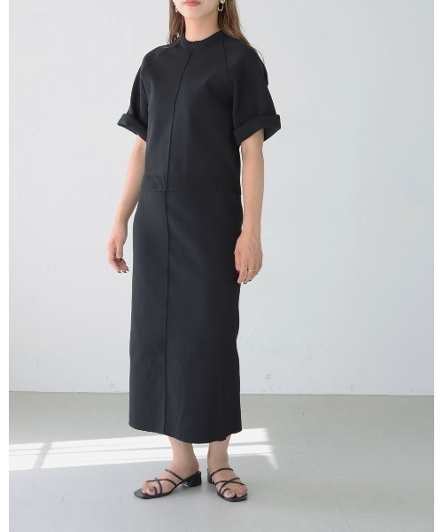 HER CLOSET（ハークローゼット）の「【shemoshelly】ダンボールニットタイトスカート　新色追加（スカート・レディース・ブラック/ネイビー/グリーン/マスタード/ピンクベージュ・M）」の9枚目の写真