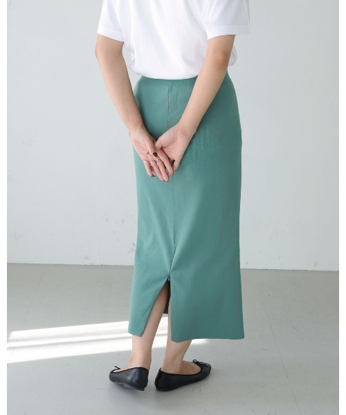 HER CLOSET（ハークローゼット）の「【shemoshelly】ダンボールニットタイトスカート　新色追加（スカート・レディース・ブラック/ネイビー/グリーン/マスタード/ピンクベージュ・M）」の19枚目の写真