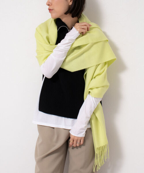 NOLLEY’S（ノーリーズ）の「カシミヤムジストール（ストール/ショール・レディース・ライトグレー/ブラック/ブラウン/イエロー/ブルー/ベビーピンク/キナリ・FREE）」の9枚目の写真