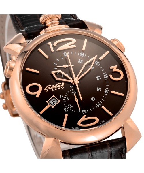 GaGa MILANO（ガガミラノ）の「GaGa MILANO/ガガミラノ THIN CHRONO 46MM 腕時計GAG-509803BW-NEW-N メンズ（アナログ腕時計・メンズ・ブラウン・FREE）」の3枚目の写真