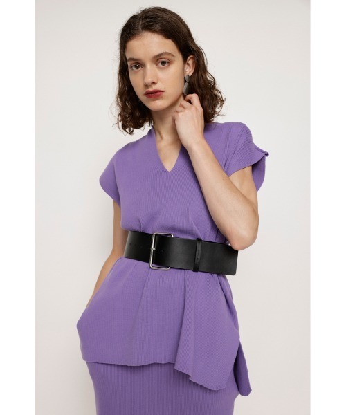 SLY（スライ）の「SQUARE BUCKLE LEATHER BELT スクエア バックル レザー ベルト（ベルト・レディース・ブラック/アイボリー・FREE）」の5枚目の写真