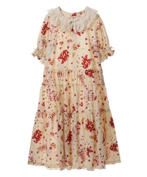 アニバーサリーケーキプリントミディワンピース ワンピース ワンピース ドレス Pink Pink ワンピース House ピンクハウス のファッション 魅力的な品質価格