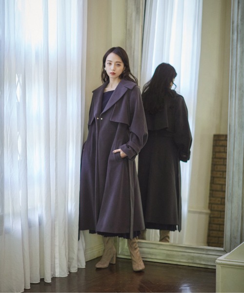 JILL by JILL STUART(ジルバイジルスチュアート)の「◇ビッグカラーウールトレンチコート(トレンチコート・レディース・ブラウン/ホワイト系その他/グレー系その他/ブラウン系その他・SMALL/MEDIUM/XS.P)」の9枚目の写真