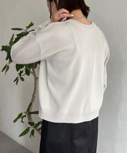 prose verse（プロズヴェール）の「前後2way袖メッシュニットカーデ（カーディガン/ボレロ・レディース・ブラック/マスタード/ホワイト系その他・ﾌﾘ-）」の18枚目の写真