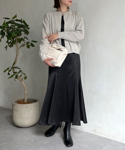 prose verse（プロズヴェール）の「前後2way袖メッシュニットカーデ（カーディガン/ボレロ・レディース・ブラック/マスタード/ホワイト系その他・ﾌﾘ-）」の14枚目の写真