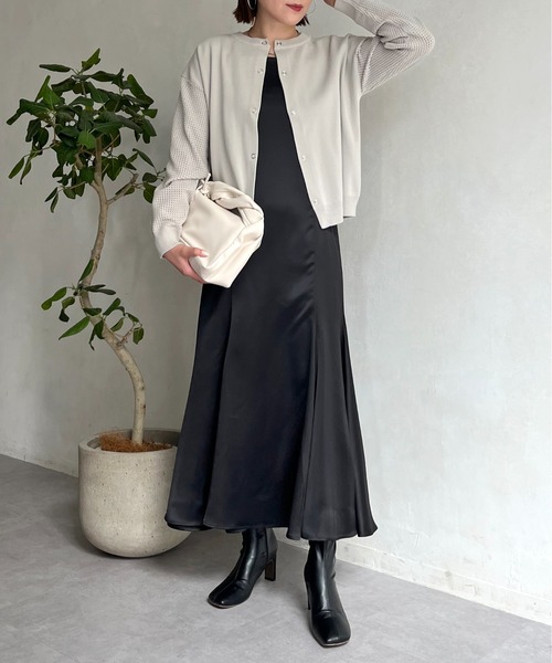 prose verse（プロズヴェール）の「前後2way袖メッシュニットカーデ（カーディガン/ボレロ・レディース・ブラック/マスタード/ホワイト系その他・ﾌﾘ-）」の5枚目の写真