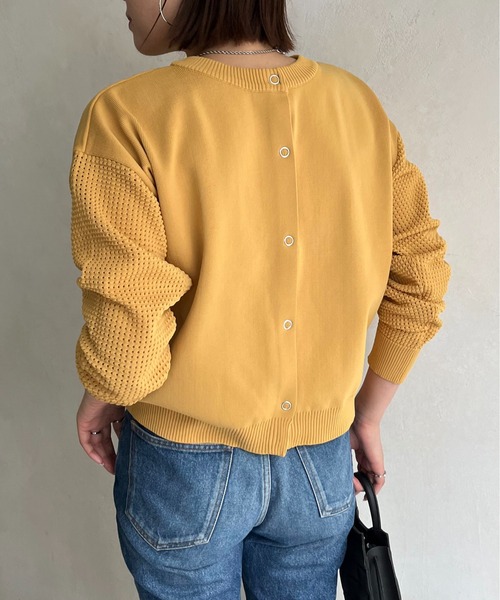 prose verse（プロズヴェール）の「前後2way袖メッシュニットカーデ（カーディガン/ボレロ・レディース・ブラック/マスタード/ホワイト系その他・ﾌﾘ-）」の7枚目の写真